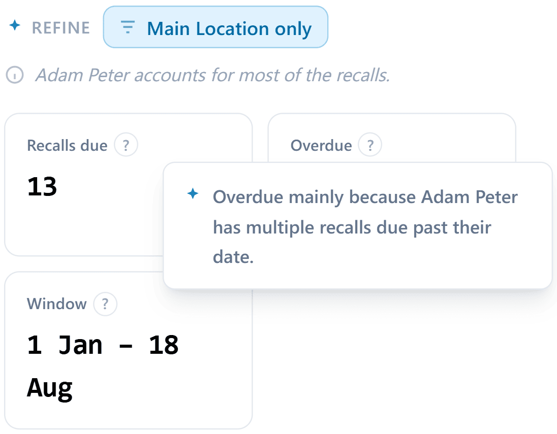Recalls Due report
